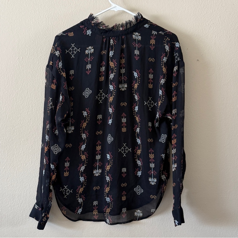 Pilcro Aztec Pattern Lightweight Black Blouse siz… - image 2